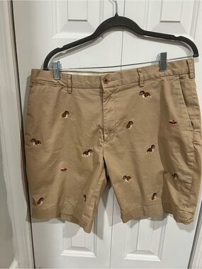 Polo Ralph Lauren Men’s Khaki Shorts Bull Dog Embroidery Preppy Classic 36”x9”